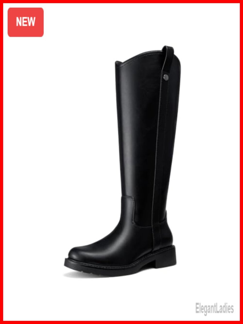 Women's Faux Leather Knee High Riding Boots Low Block Heel Comfort